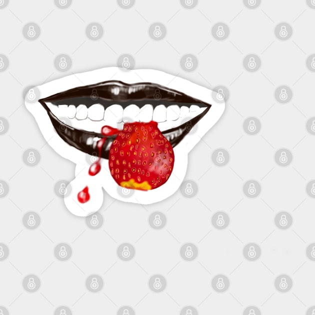 Smiling black lips eating a juicy strawberry Sticker by Artonmytee